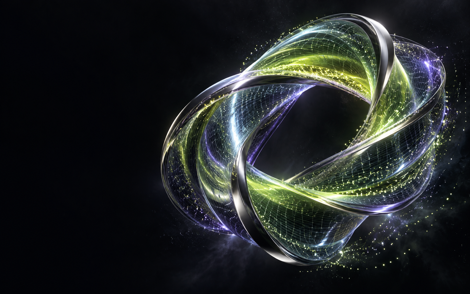 Abstract luminous digital system in continuous motion